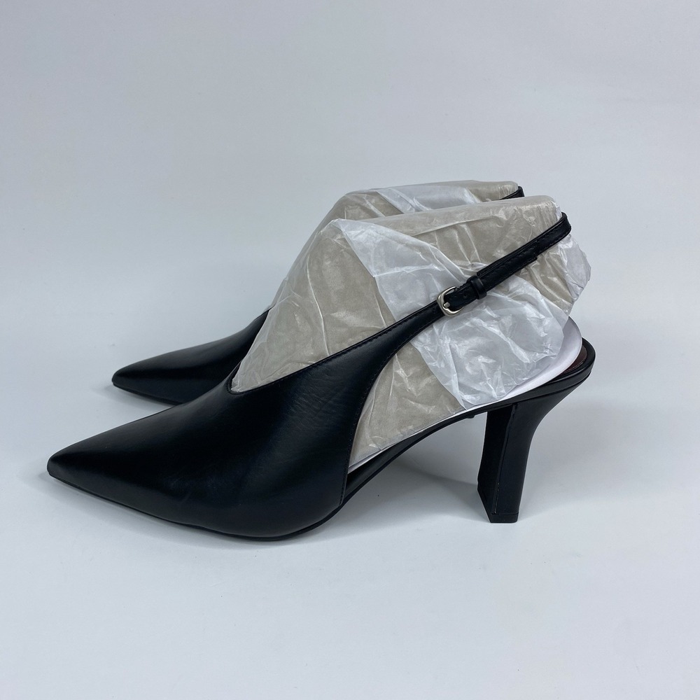 Vince Devi Black Leather Slingback Heels Pointed Toe Pumps Women's Size 9M - Picture 2 of 16